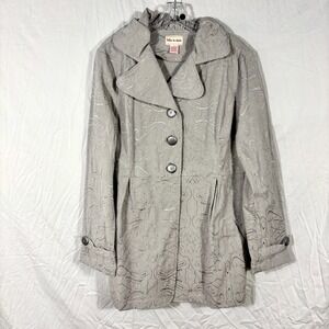Vintage Toffee Apple Light Gray Embossed Trench Coat